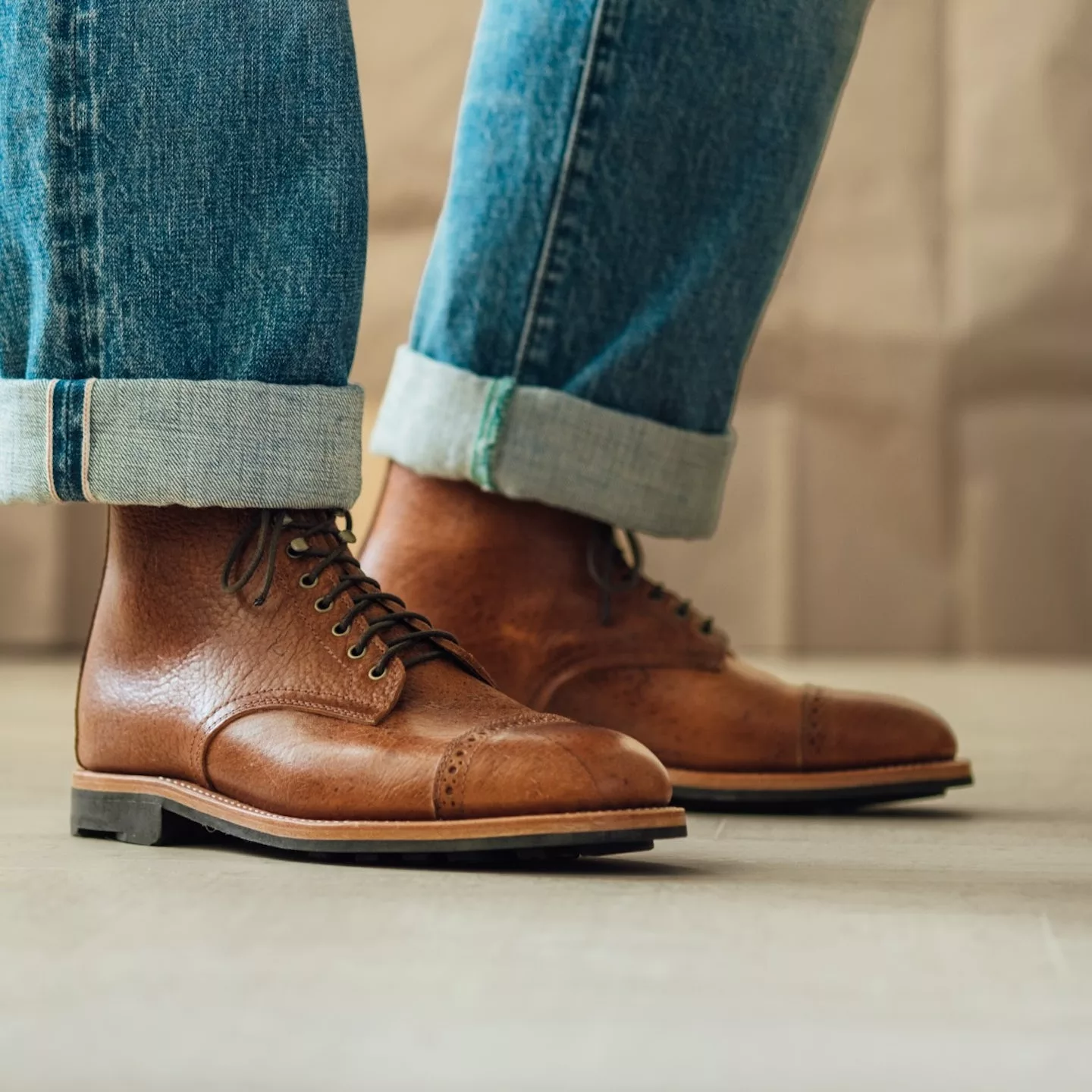 Oak Street Bootmaker Snuff Shrunken Kudu Lakeshore Boots. - Kudu Sole